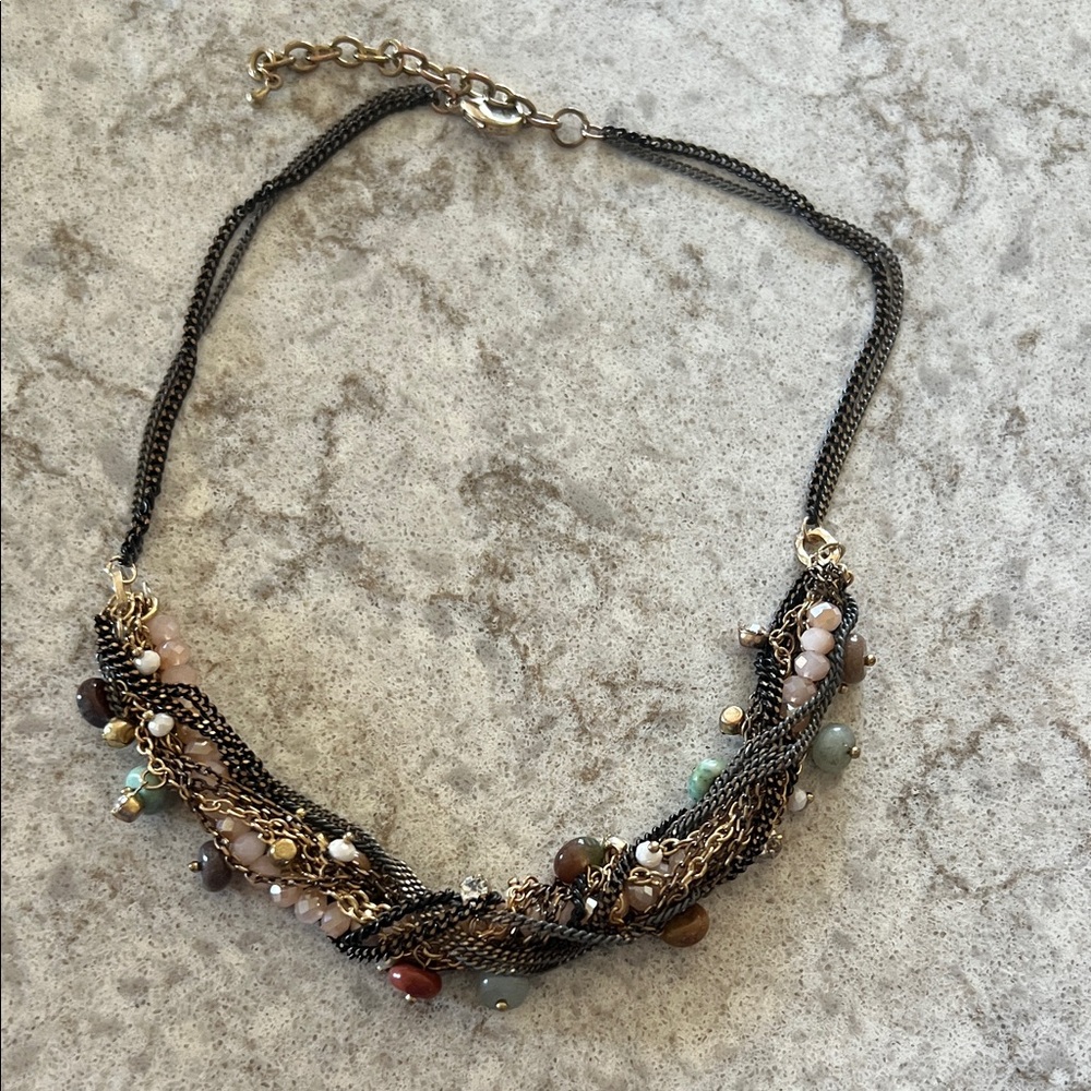 Elegant Multicolor Beaded Twisted Chain Necklace